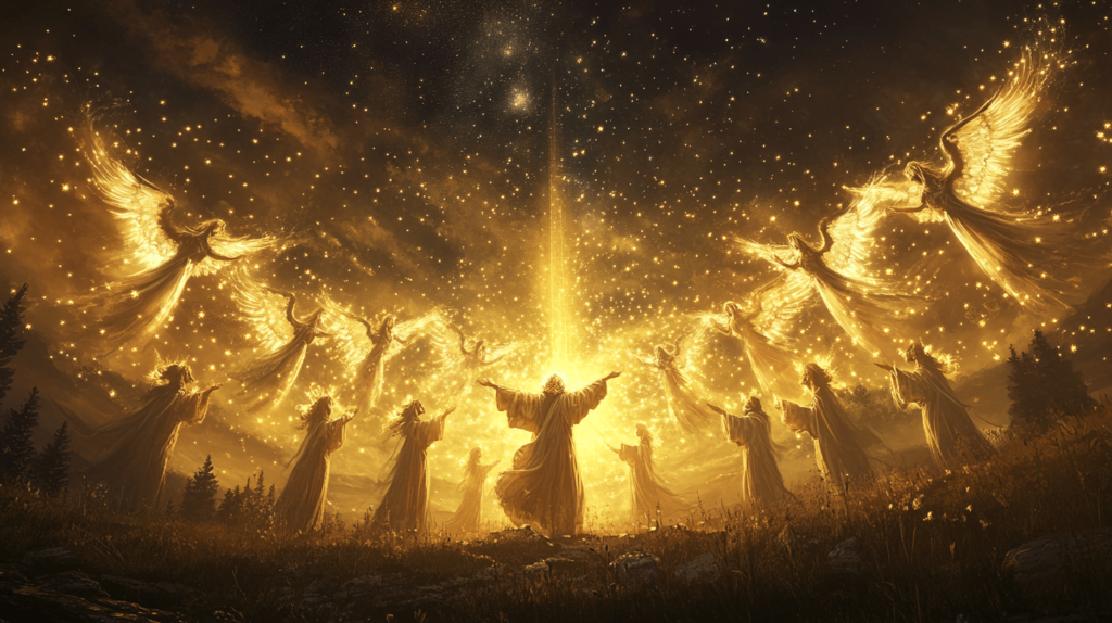 Natal com os anjos, oração de preparação pedindo paz e esperança com coros celestiais